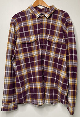 Lake & Trail Men’s XXL Plaid Flannel Shirt Plum Stretch Long Sleeve Button Up
